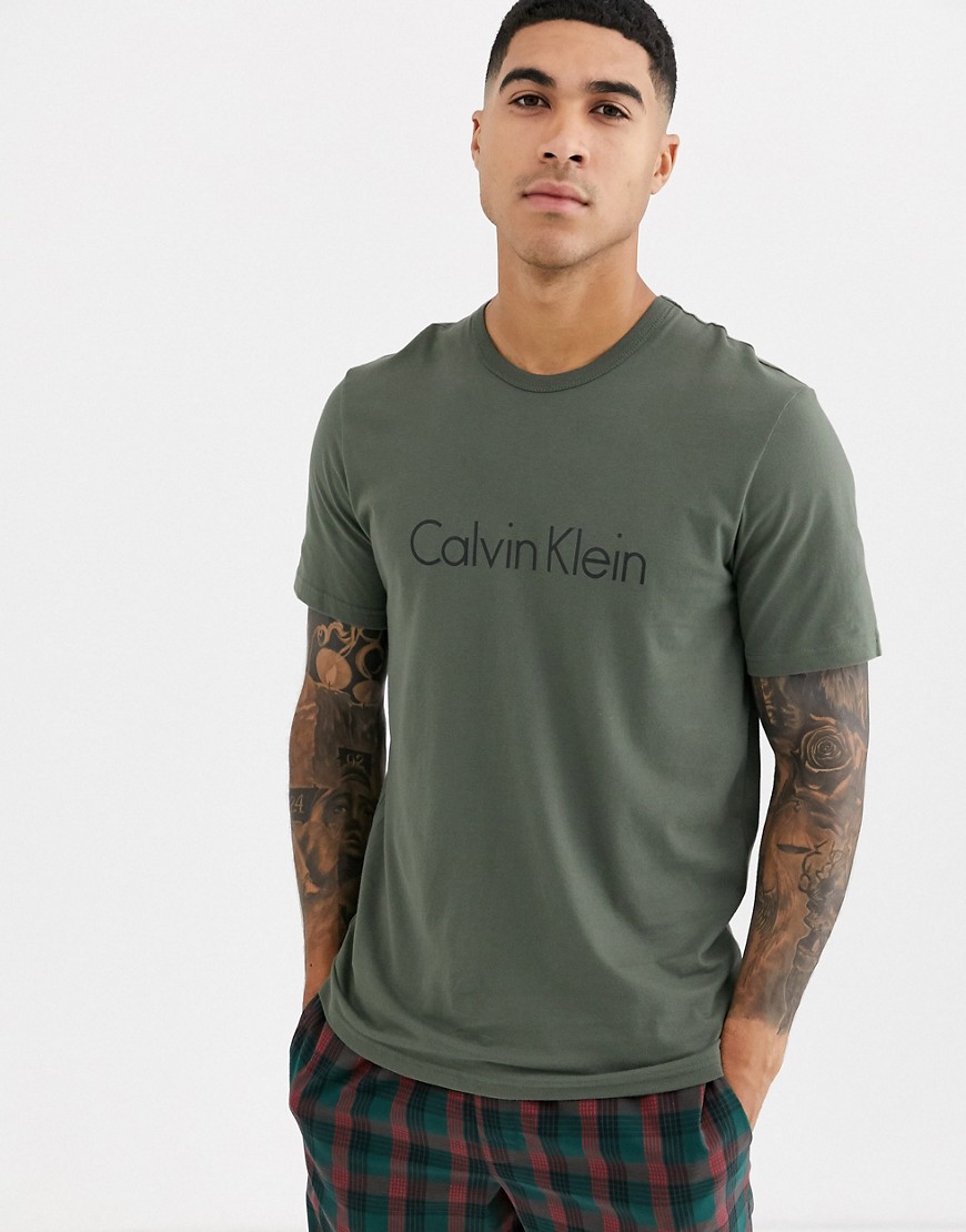 Calvin Klein - T-shirt met ronde hals in kaki-Groen