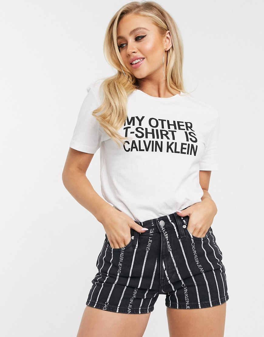 Calvin Klein - T-shirt met tekstprint in wit