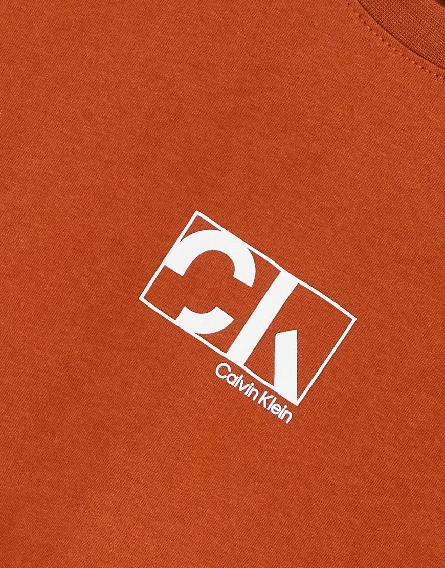 T-shirt squadrata color ruggine con stampa del logo-Marrone - Calvin Klein T-shirt donna  - immagine3