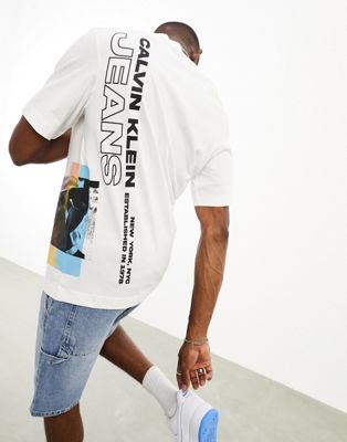 Calvin Klein t shirt with multi-layered photo print in white - WHITE
