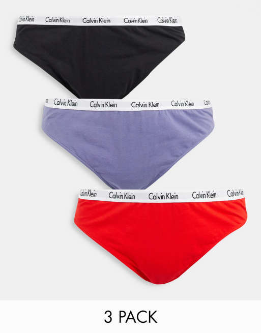 Calvin Klein Taglia Comoda - Carousel - Confezione da 3 perizomi nero, terracotta e lilla