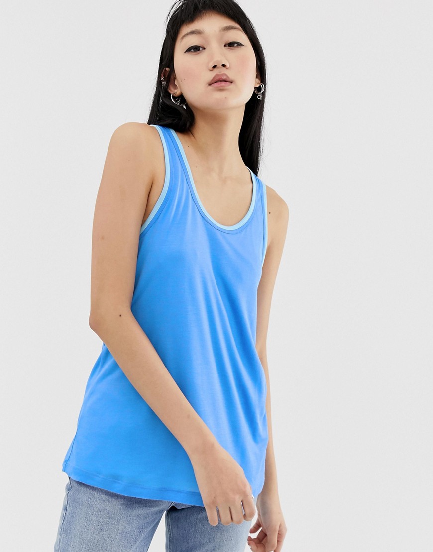 Calvin Klein tank top with contrast neckline-Blue