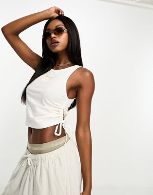 Calvin Klein tank top with side gathering in white