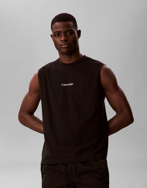 Calvin Klein – Tanktop in Schwarz mit Logo-Schriftzug - view 1