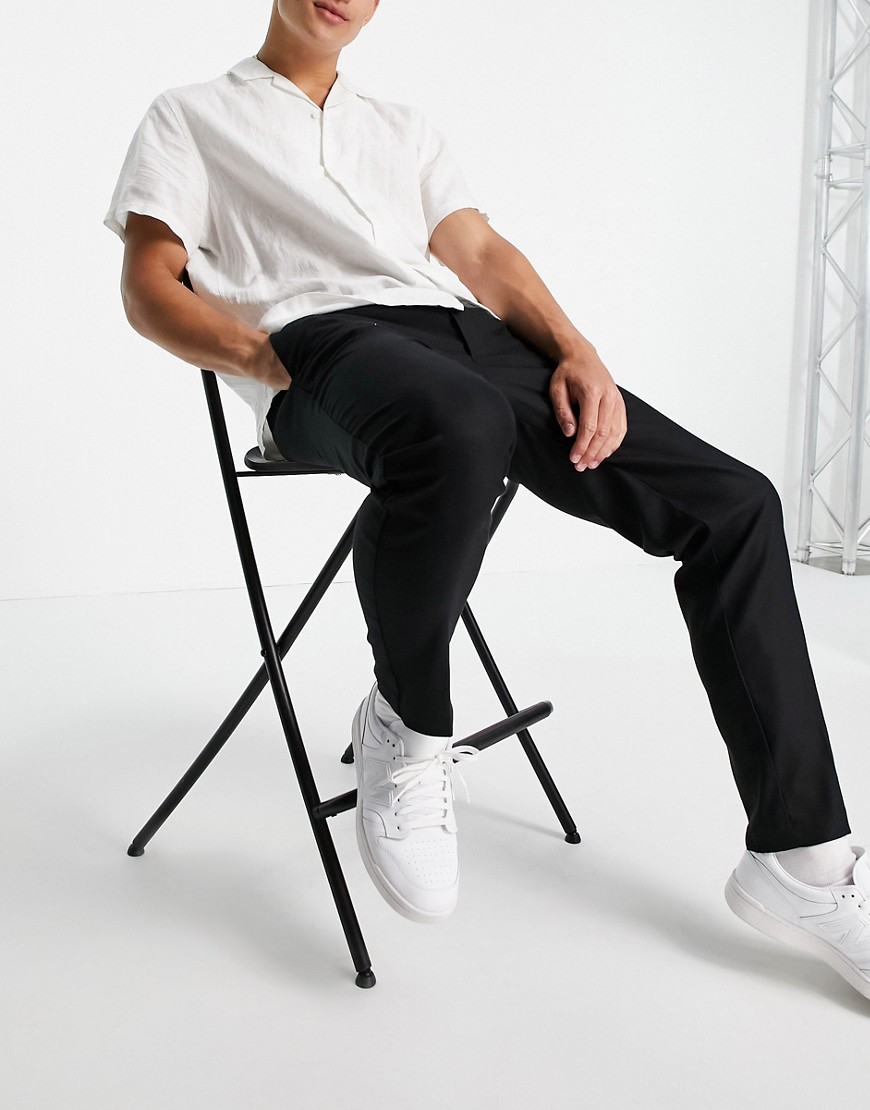 Calvin Klein tapered elastic drawstring trousers-Black