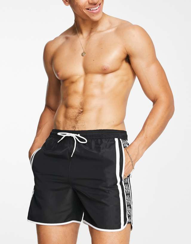 Calvin Klein taping swim shorts in black