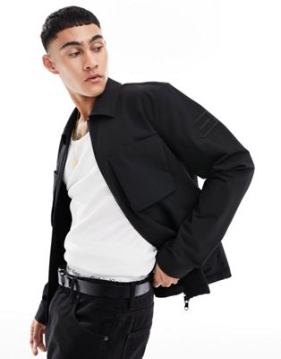 Calvin Klein Technical Stretch Zip Up Overshirt in black