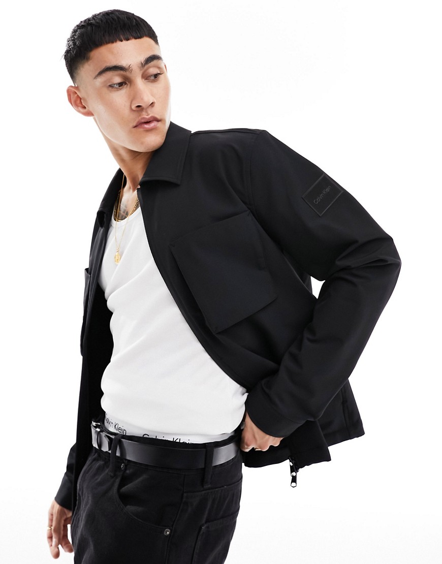 Calvin Klein Technical Stretch Zip Up Overshirt in black