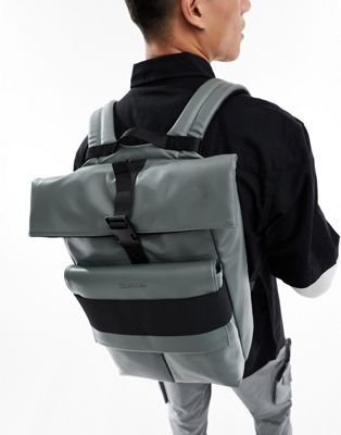 Calvin Klein teck roll top backpack in grey