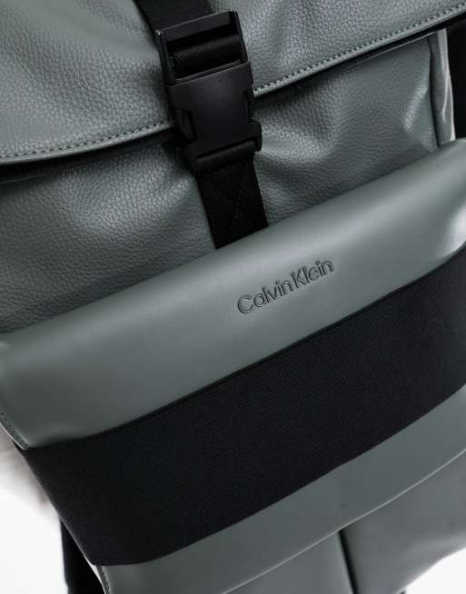 Calvin Klein teck roll top backpack in grey | ASOS