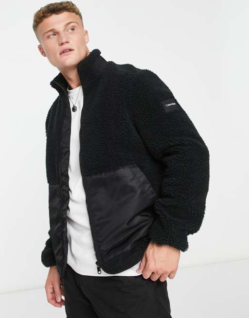 Black teddy borg 2024 pocket front jacket