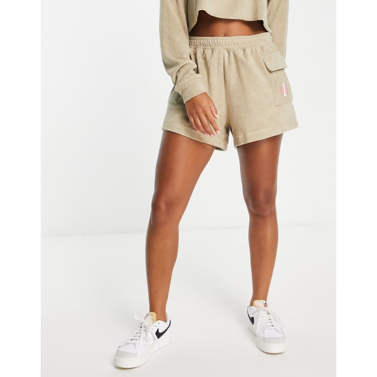 Calvin Klein terry high waist short in cream | ASOS