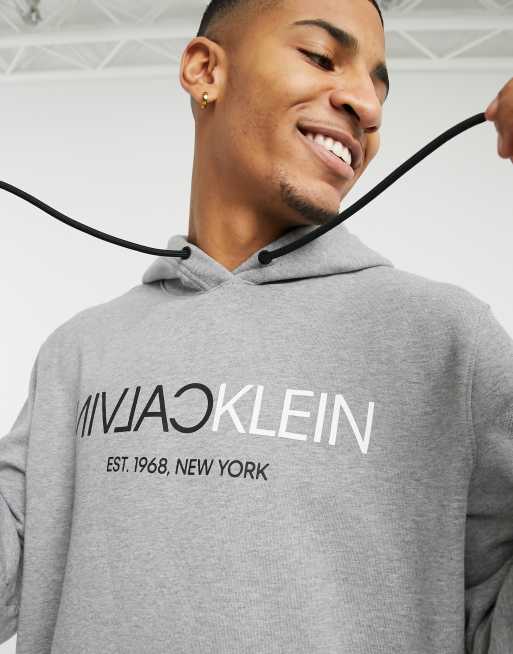 Calvin klein reverse online logo hoodie