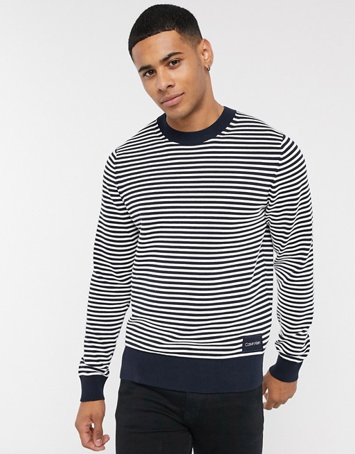 Calvin Klein texture stripe crew neck sweater