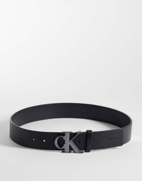 Calvin Klein textured buckle belt 40mm in black - view 1