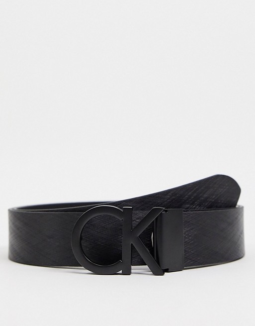 Calvin Klein textured buckle belt in black 35mm