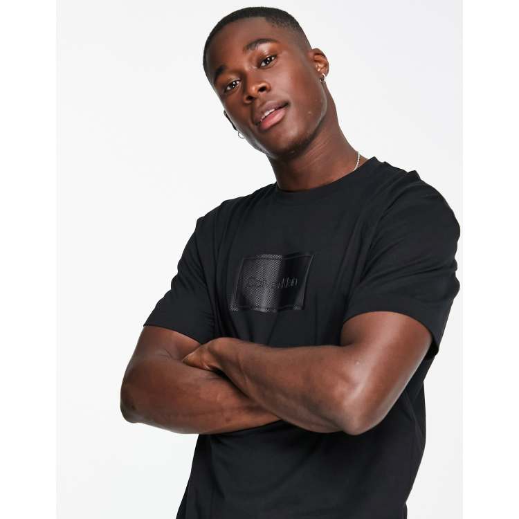 Calvin Klein textured logo box comfort cotton T-shirt in black