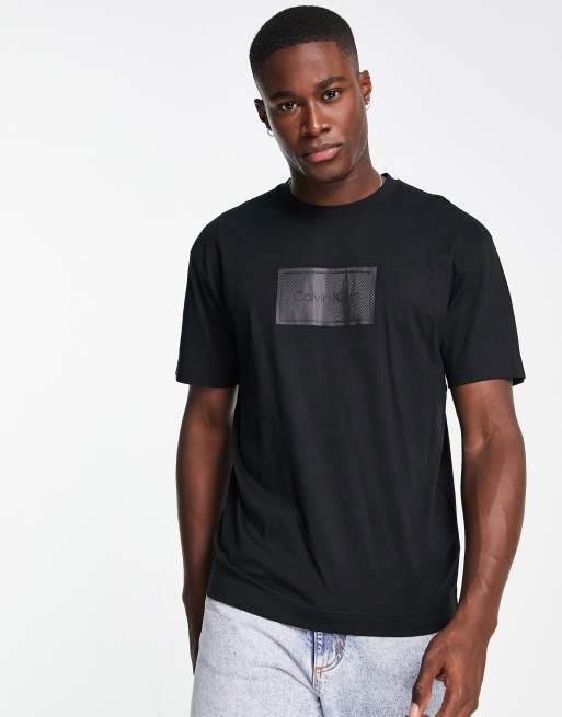 Calvin Klein textured logo box comfort cotton T-shirt in black