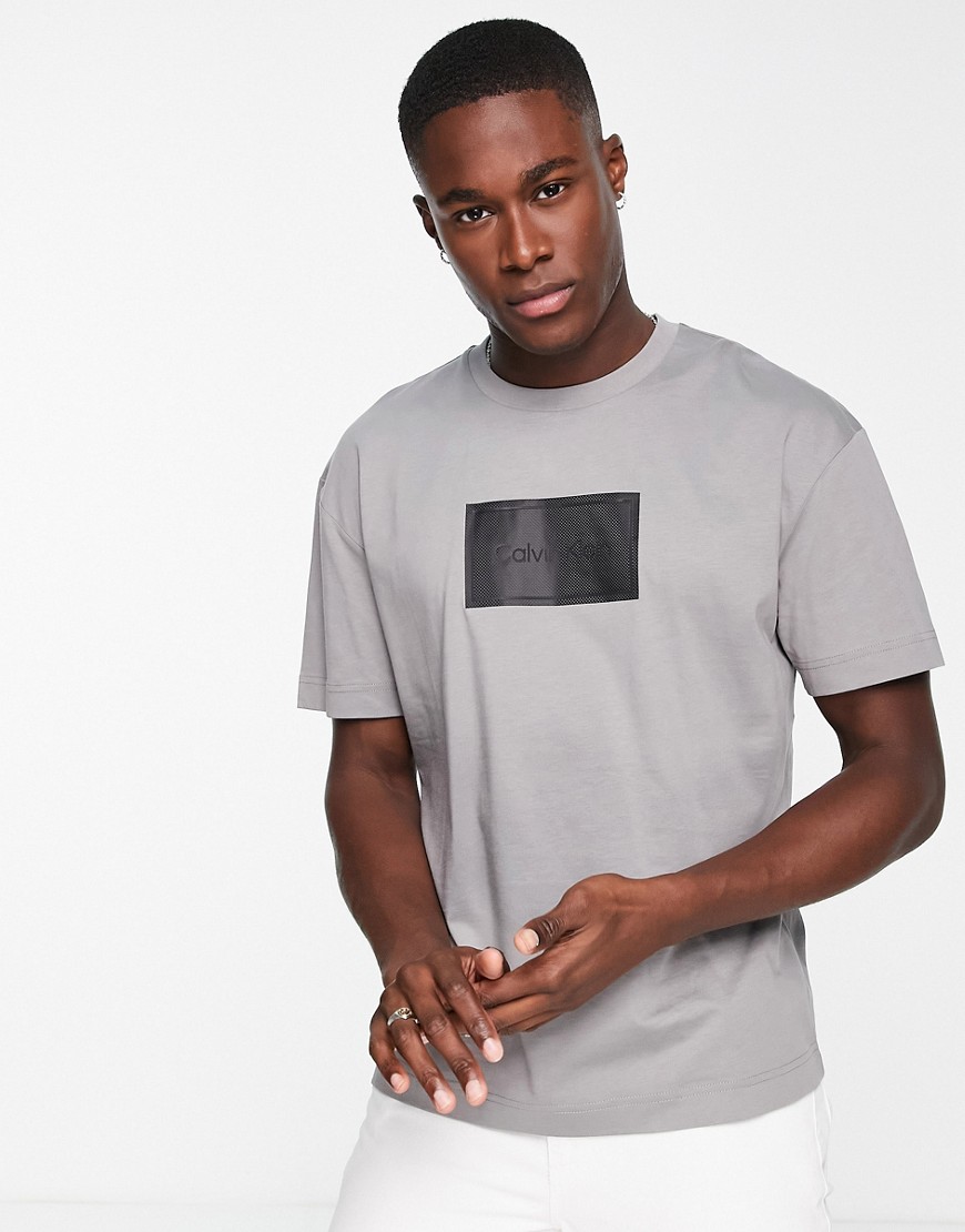 Calvin Klein textured logo box comfort cotton t-shirt in gray