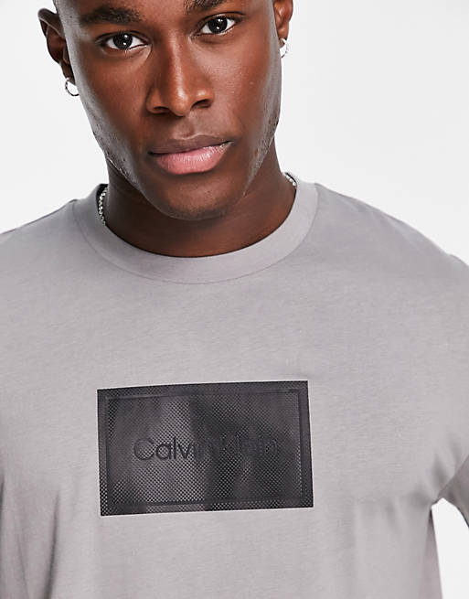 Calvin Klein textured logo box comfort cotton t-shirt in grey | ASOS
