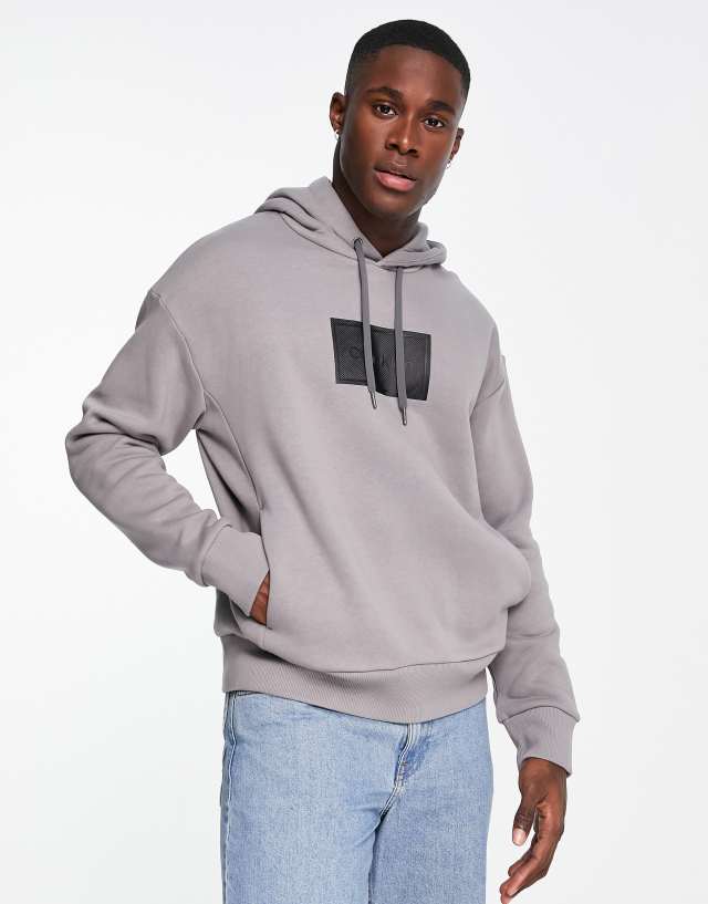 Calvin Klein textured logo box comfort hoodie in gray