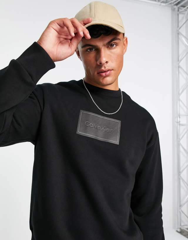 Calvin Klein textured logo box comfort sweatshirt in black