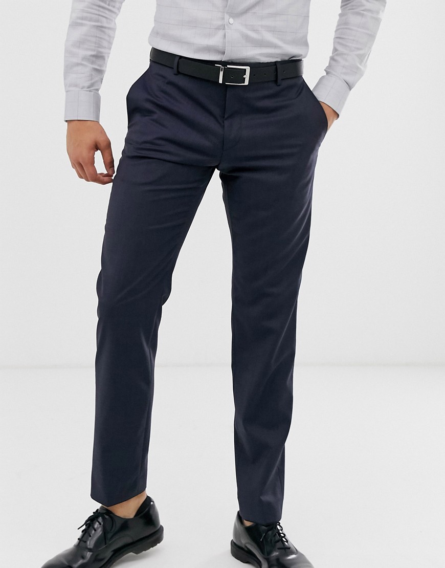 Calvin Klein textured slim fit trousers-Navy