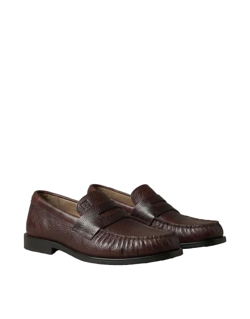 Calvin Klein Theo - gefältelte Penny-Loafer aus Leder in Braun, 2 von 3