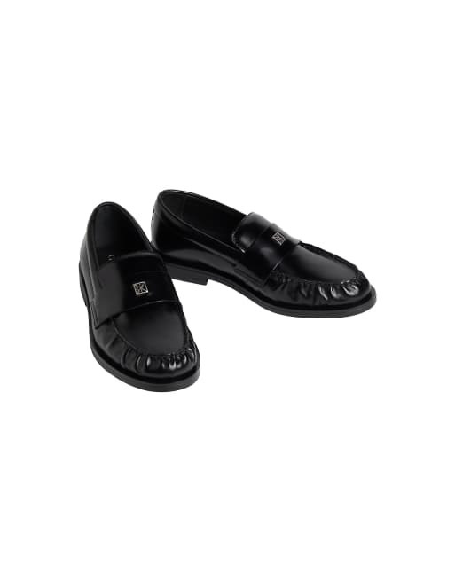 Calvin Klein Theo - leather pleated toe loafers in triple black, 2 of 5