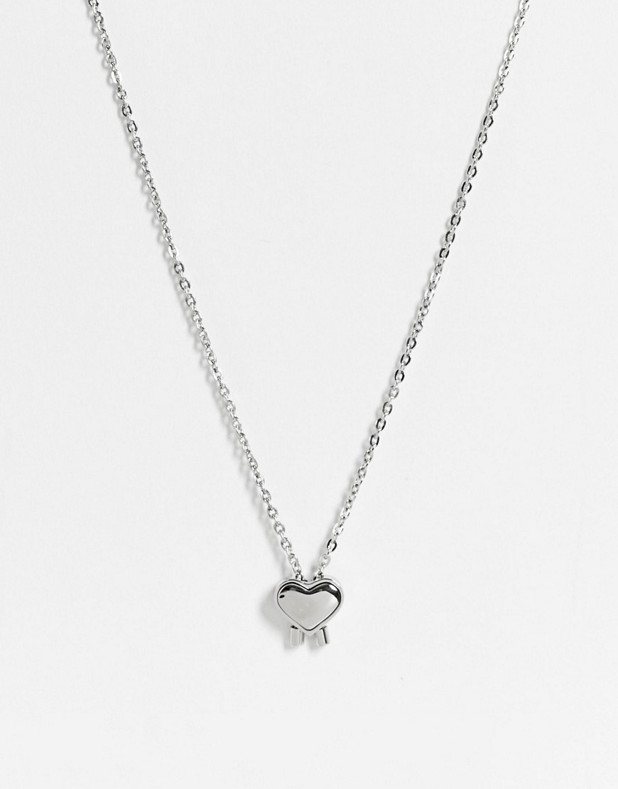Calvin Klein thin chain necklace with heart charm in silver