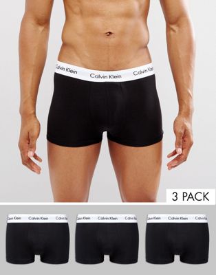 Calvin Klein low rise trunks 3 pack in cotton stretch - ASOS Price Checker