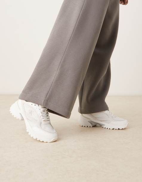 Calvin Klein Tokyo runner sneakers in white and silver - view 1