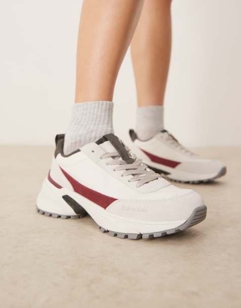Calvin Klein Tokyo runner trainers in off white and khaki - view 1