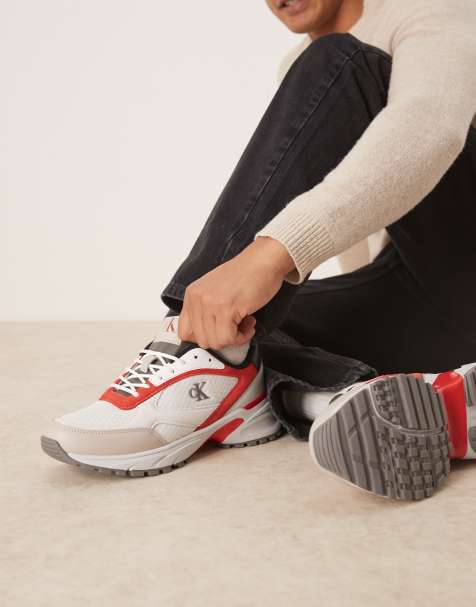 Calvin Klein Tokyo runner trainers in white and red - view 1