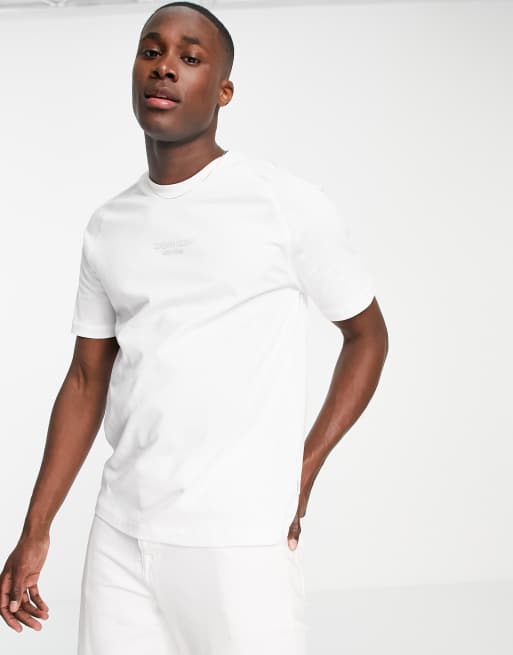 Calvin Klein tonal center logo stretch t-shirt in white