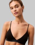 [Calvin Klein] Calvin Klein tonal logo cotton triangle bralet with logo taping in black L BLACK