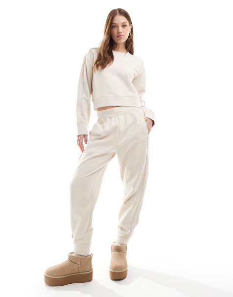 Calvin Klein Tonal Logo lounge jogger with logo waistband in cream - view 1