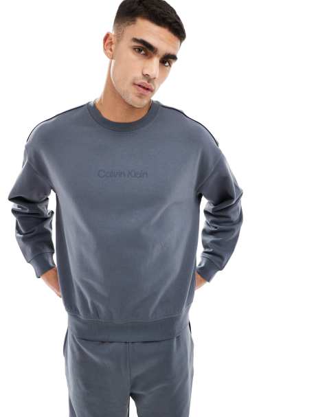 Calvin Klein Tonal Logo lounge sweatshirt in blue - view 1