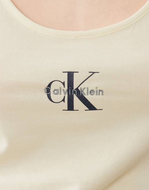 Calvin Klein - Top senza maniche giallo burro con logo a monogramma, 3 di 4