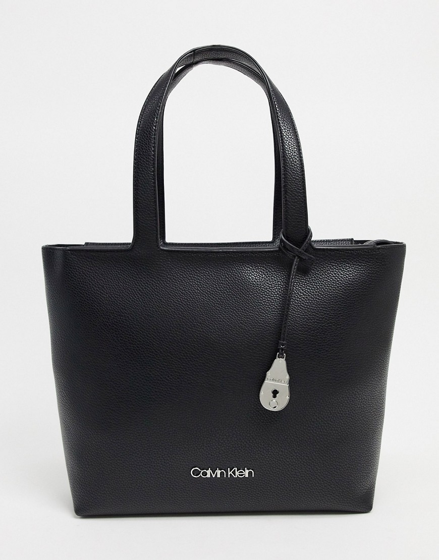 Calvin Klein tote shopper bag in black-Brown
