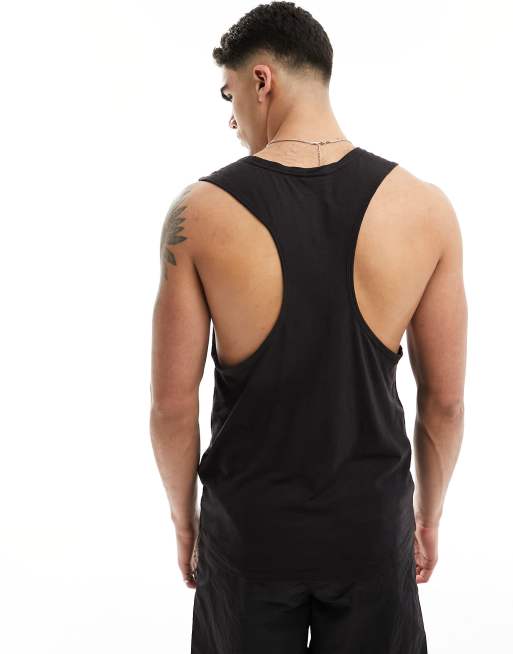 Calvin Klein – Trägertop in Schwarz mit mittigem Logo und Ringerrücken, 2 von 4