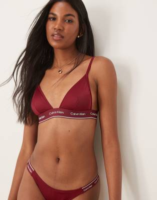 Calvin Klein - Triangel-Bikinioberteil in Pflaumenglasur-Lila