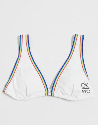 Calvin Klein triangle bikini top in classic white