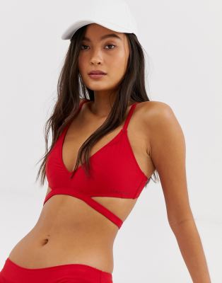 calvin klein bikini top red