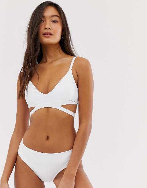 Calvin klein white bikini top best sale