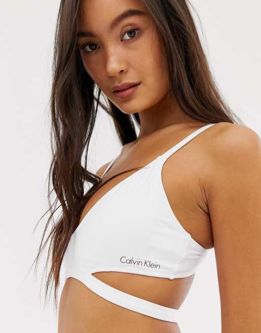 Calvin klein triangle bralette hot sale white