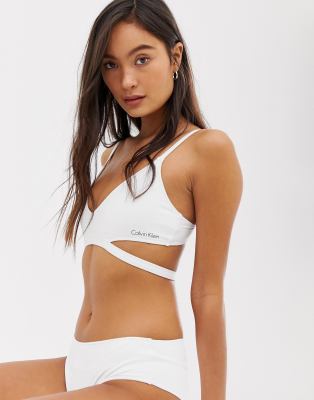 calvin klein white bikini top