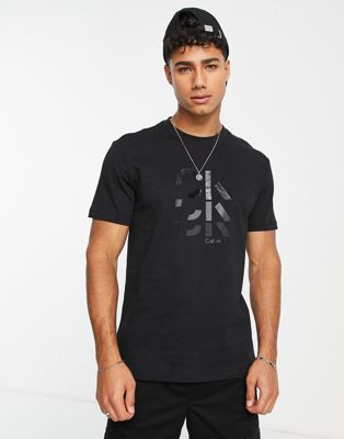 Calvin Klein triple large logo t-shirt in black