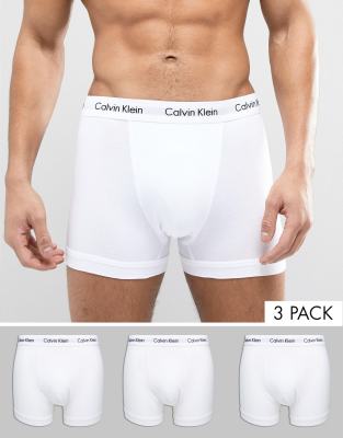 CALVIN KLEIN TRUNKS 3 PACK IN COTTON STRETCH-WHITE,0000U2662G100