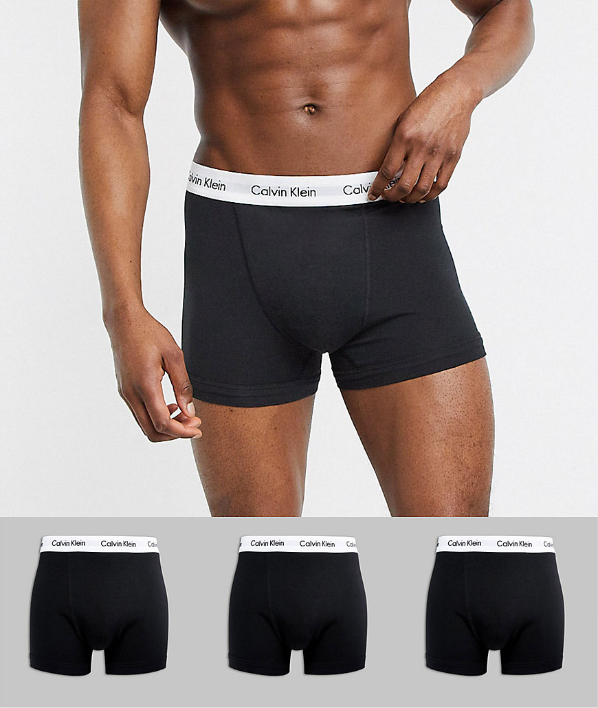 Calvin Klein trunks 3 pack in cotton stretch-Black